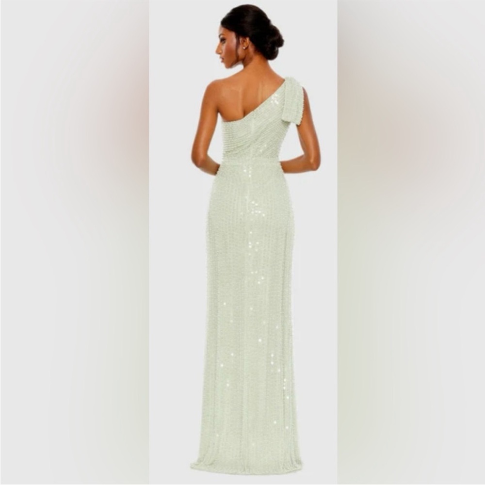 Mac Duggal One-Shoulder Pearl Gown - Picture 3 of 4